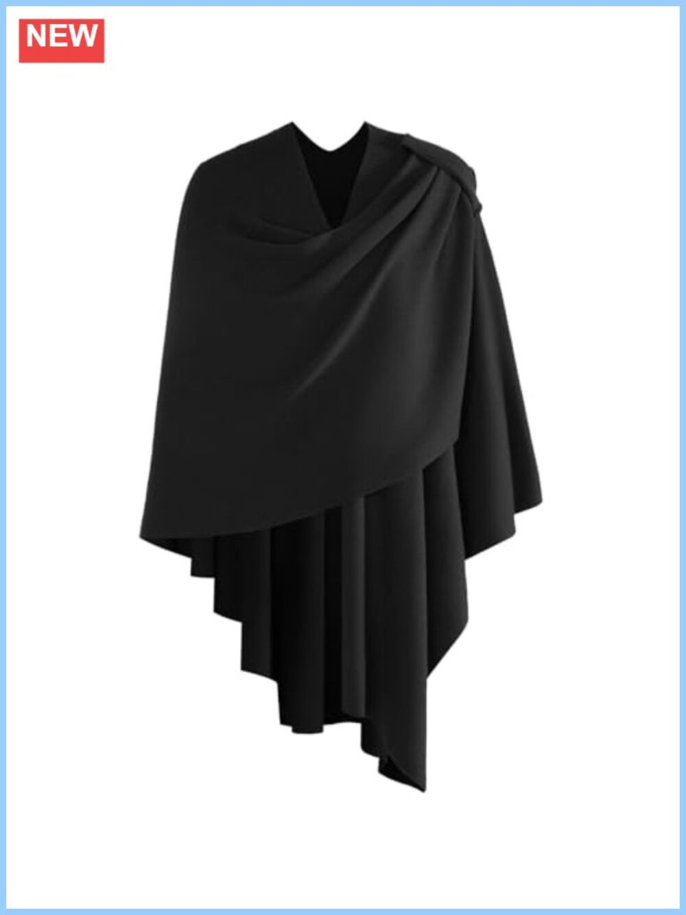 Open Front Knit Poncho Wrap Viscose Nylon Blend Travel Shawl